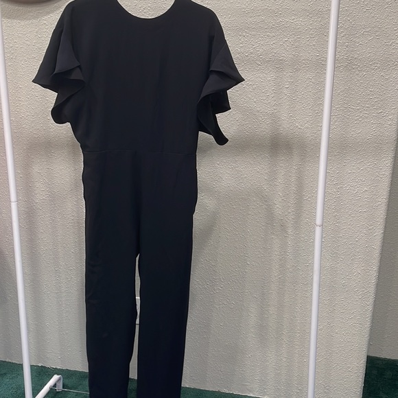 Iro European Black Ruffle Sleeve Jumpsuit w/ Pockets Size 38 (Small) - Picture 2 of 7